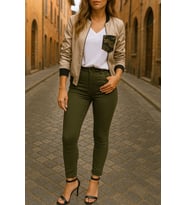 Gabardin Kumaş Yüksek Bel Pantolon 90 Cm 4XLbel40cm (Haki)