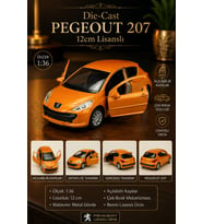 Peugeot 207 Turuncu Die-Cast Metal Model Araba 1:36 Ölçek 12 cm Çek Bırak