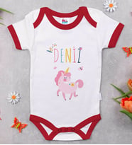 BK Kids Kişiye Özel İsimli Kırmızı Bebek Body Zıbın-4