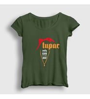 Presmono Kadın Haki Judge Tupac Shakur T-Shirt 45985tt (Haki)