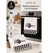 Valerine Life Çilekli Damalı Home Mutfak Kurulama Fırın Beyaz El Havlusu %100 Pamuklu 35x50cm 2 Adet