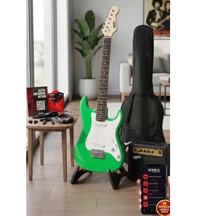Midex CEG-36GR 8-12 Yaş Çocuklar İçin Amfili Full 3/4 36 İnç Elektro Gitar Seti Yeşil