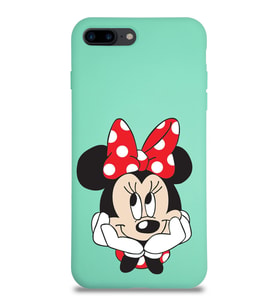 Apple iPhone 8 Plus Uyumlu Lansman Kılıf Minnie Mouse Tasarımlı Altı Kapalı İçi Kadife Kaplı  Kapak (Şeffaf)