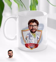 BK Gift Kişiye Özel İsimli Erkek Göz Doktoru Karikatürlü Beyaz Kupa Bardak-1