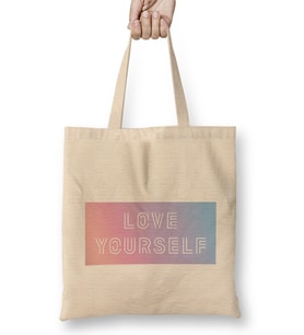 Bts Love Yourself Pastel Gradient Bez Çanta Uzun Saplı