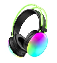 RGB Işıklı Bluetooth Kulaklık  Renkli LED Işıklı Kablosuz Kulaklık  Bluetooth Stereo Kablosuz Bluetooth Kulak Üstü  Yüksek Ses Kalitesi (Siyah)