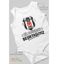 Biz Doğuştan Beşiktaşlıyız Sıfır Kollu Bebek Zıbını %100 Pamuk
