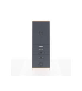 Arges Dolap 2 Raflı 4 Çekmeceli 4 Kapaklı 88x30x243 Çam-Antrasit