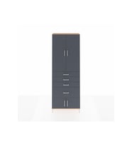 Arges Dolap 2 Raflı 4 Çekmeceli 4 Kapaklı 88x30x243 Çam-Antrasit