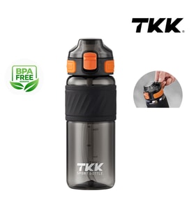 Tkk T1025 Çift Kullanım Pipetli/Rahat İçim Siyah Tritan Matara 600ml