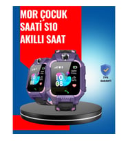 Mey İthalat® S10 Mor Akıllı Çocuk Saati Geçmiş Konum ve Acil Durum Uyarılı
