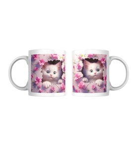 3d görünümlü kedi baskılı kupa