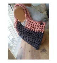 Asimetrik Yazlık File Çanta Omuz - Kol Handmade (Füme)
