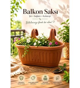 Dekoratif Antik Orta Güneş Asmalı Balkon Saksısı 6,40 Litre 1 Adet