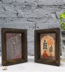 Bk Gift Dekoratif 2'li Doğal Masif Ahşap Çerçeve 15x20cm-47 (Beyaz)
