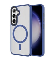 Vendas Samsung S24 Uyumlu Kapak Flet Serisi Mat Arka Yüzey Wireless Şarj Destekli Magsafe Magic Smooth Kılıf (Lacivert)