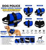 Dog Police Ayarlanabilir Köpek Göğüs Tasması Mavi-Siyah (60-85 cm)