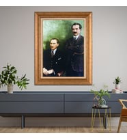 Altın Paspartulu Atatürk  Çerçeveli Tablo C430 (Gold)