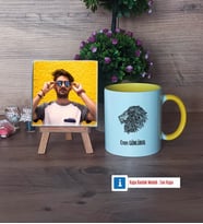 Aslan Fotoğraflı Dekoratif Taş, Kupa Bardak Beyaz Hediye (Model 7)