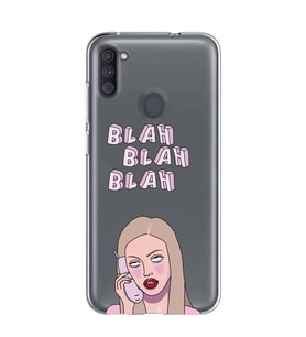 Samsung Galaxy M21 Uyumlu Blah Blah Blah Mean Girls Desenli Şeffaf Telefon Kılıfı