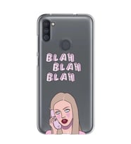 Samsung Galaxy M21 Uyumlu Blah Blah Blah Mean Girls Desenli Şeffaf Telefon Kılıfı