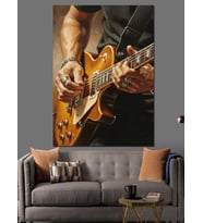 Gitar Çalan Adam Eller Dekoratif Kanvas - Mdf Ahşap Tablo