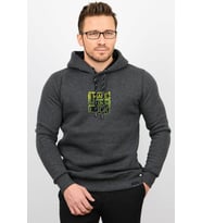 Üç Iplik Şardonlu Baskılı Kapüşonlu Sweatshirt Antrasit Edw180