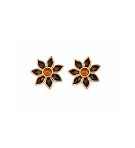 Kadın Gold Çiçek Form Taşlı Büyük Küpe – Vintage Stil Statement Küpe