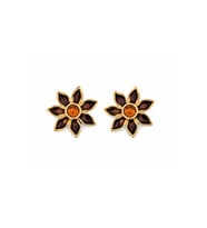 Kadın Gold Çiçek Form Taşlı Büyük Küpe – Vintage Stil Statement Küpe
