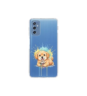 Samsung Galaxy M52 ile Uyumlu Splash Köpek Tasarımlı Şeffaf Silikon Kılıf