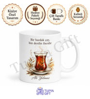 Çay Bardağı Temalı Baskılı Kupa Bardak Çay Severlere Özel Tasarım Hediye