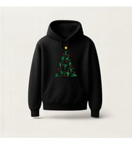 Christmas Tree Cimnastik Baskılı Hoodie Sweatshirt (Siyah)