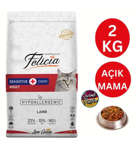 Felicia Az Tahıllı Kuzu Etli Yetişkin Açık Kedi Maması 2 Kg