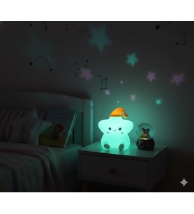 2 li Sevgiliye Romantik Hediye Seti Slikon Yıldız Renkli LED Gece Lambası ve 9Cm Love Kar Küresi Set