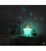 2 li Sevgiliye Romantik Hediye Seti Slikon Yıldız Renkli LED Gece Lambası ve 9Cm Love Kar Küresi Set