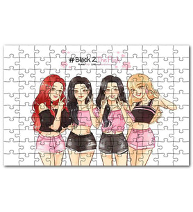Cakapuzzle Black Pink Kore Pop Pembe Siyah Kıyafetli Puzzle Yapboz MDF (Ahşap) (120 Parça)