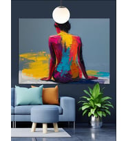 Soyut Renkli Kadın Vücut Sanat Dekoratif Kanvas - Mdf Ahşap Tablo