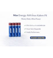 Max Energy AAA İnce Kalem Pil 1.5V R03 Heavy Duty Ultra Power 4 lü 1 Paket