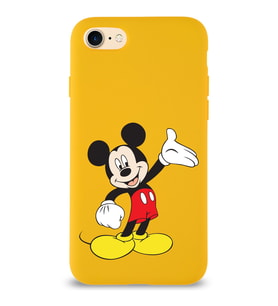 Apple iPhone SE 2020  Lansman Kılıf Mickey Mouse Tasarımlı Altı Kapalı İçi Kadife Kaplı  Kapak (Şeffaf)