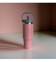 Charcoal Flip Straw Çift Duvar Yalıtımlı Paslanmaz Çelik  0.89 Lt  Pipetli Termos (Pembe)