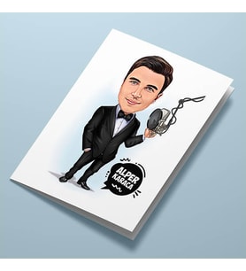 Kişiye Özel Ses Sanatçısı Erkek Karikatürlü Tebrik Kartı