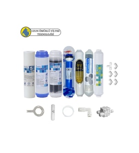 Purefer Açık kasa çift karbonlu Sertifikalı 7li B12alkali+Filmtec Dupon mebran Şeffaf 4lü mineralli