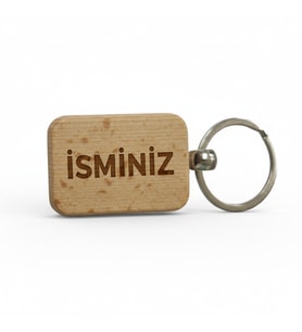 Kişiye Özel Mini Dikgörtgen Ahşap Anahtarlık – İsim Yazılı Lazer Gravür Anahtarlık – Özel Tasarım Kişisel Hediye