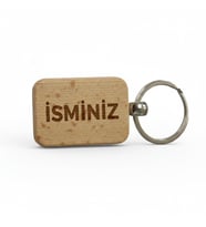 Kişiye Özel Mini Dikgörtgen Ahşap Anahtarlık – İsim Yazılı Lazer Gravür Anahtarlık – Özel Tasarım Kişisel Hediye