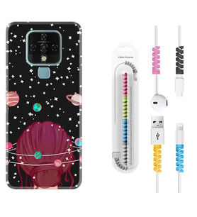 Tecno Camon 16 18P Pova 3 Pova Neo Kılıf Kablo Koruma Spiral Silikon Space Woman 1311