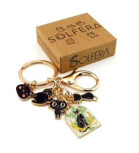 Sevimli Kara Kediler Tarot Ay Kartı Şans Çanta Süsü Charm Anahtarlık KY139