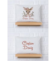 Pia Baby Premium %100 Pamuk İkili İsim Yazılı Kız Bebek Yastık Kılıfı – 35x45 cm Organik Baskı 5034-13 (Ekru)