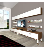 Decoraktiv Ekoflex 360Y Mdf Gold Tv Ünitesi Tv Sehpası - Ceviz Beyaz (Beyaz - Kahverengi)