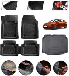 Seat Leon Hatchback 2012-2020 Uyumlu Paspas Araca Özel Bagaj Havuzu MBS Siyah