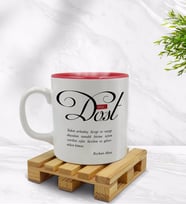 BK Gift Kişiye Özel Mânâ Dost Tasarımlı İçi Kırmızı Renkli Kupa Bardak Model 1